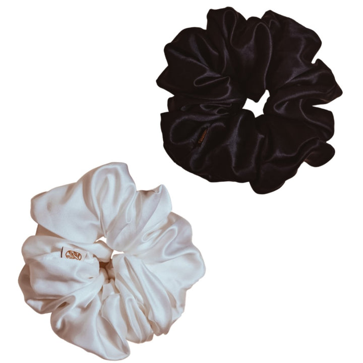 Basic Besties Onyx & Pearl XL Silk Scrunchie Duo